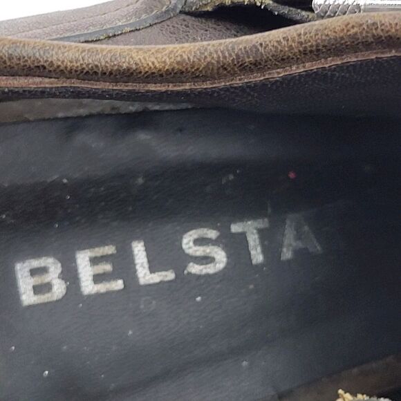 Belstaff Heels Womens 38 8 Shaftesbury Brown Leather Peep Toe 4.5" Heel Shootie - Picture 9 of 12